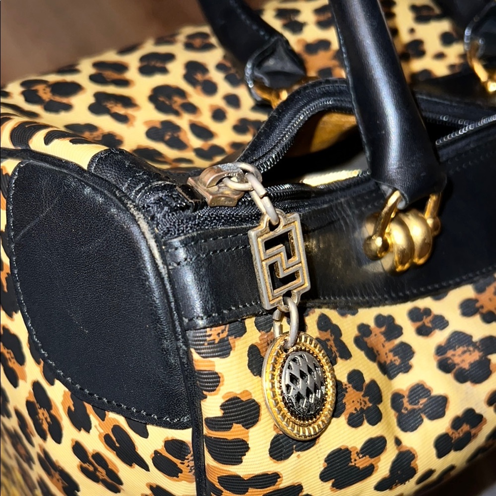 Versace Baroque Sunburst “Boston” Bag with Leopard Accents - Picture 8 of 8